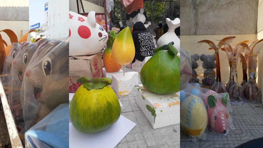 cổng chào Tết 2026 khung thép sơn tĩnh điện bọc mút xốp