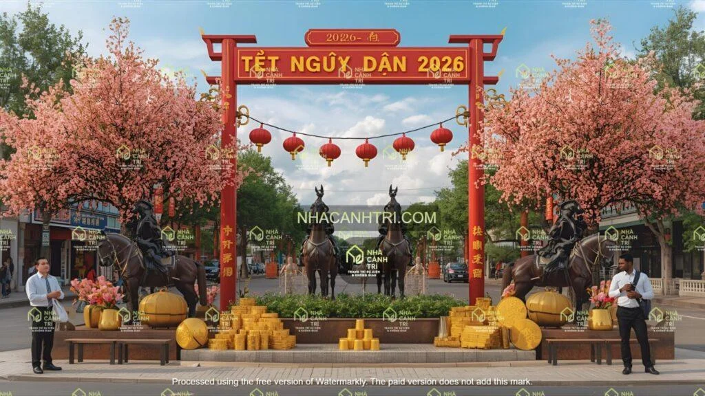 thiết kế tượng vàng chụp ảnh Tết