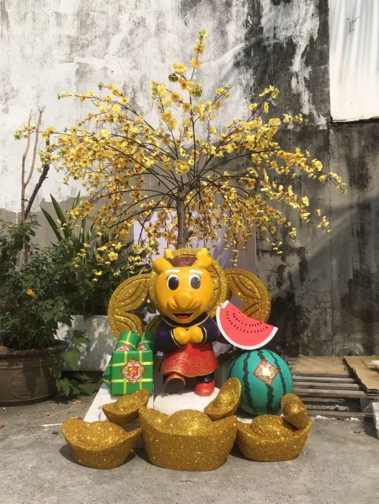 trang trí Tết 2026 nhà hàng cưới – backdrop gia tiên