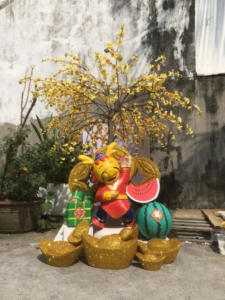 cổng chào Tết 2026 khung vòm hoa mai led