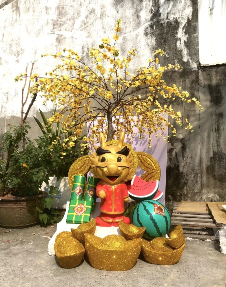 trang trí Tết 2026 booth đổi quà – quy trình xếp hàng