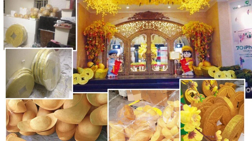 thi công Tết 2026 không khoan tường – kẹp khung chuyên dụng