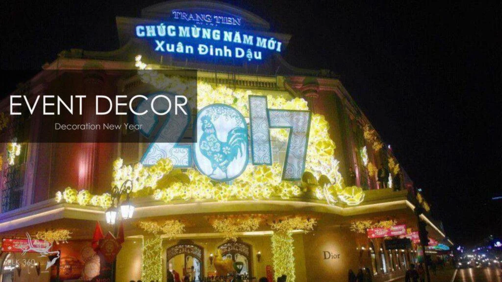 trang trí Tết 2026 chuỗi cửa hàng bán lẻ – đồng bộ nhận diện