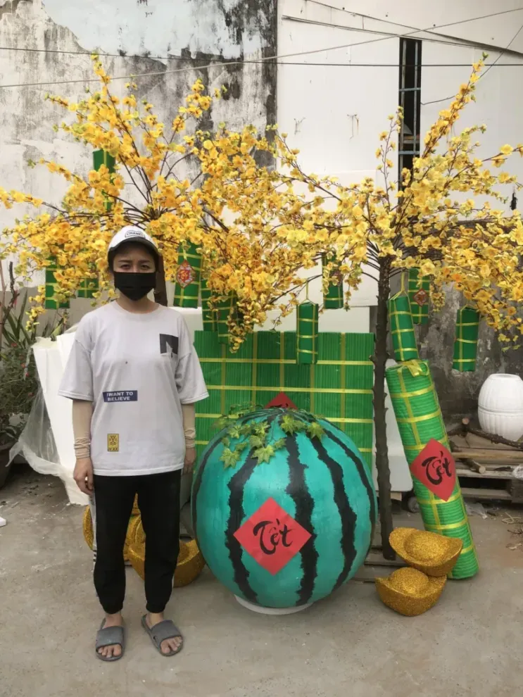 cổng chào Tết 2026 hai trụ logo thương hiệu