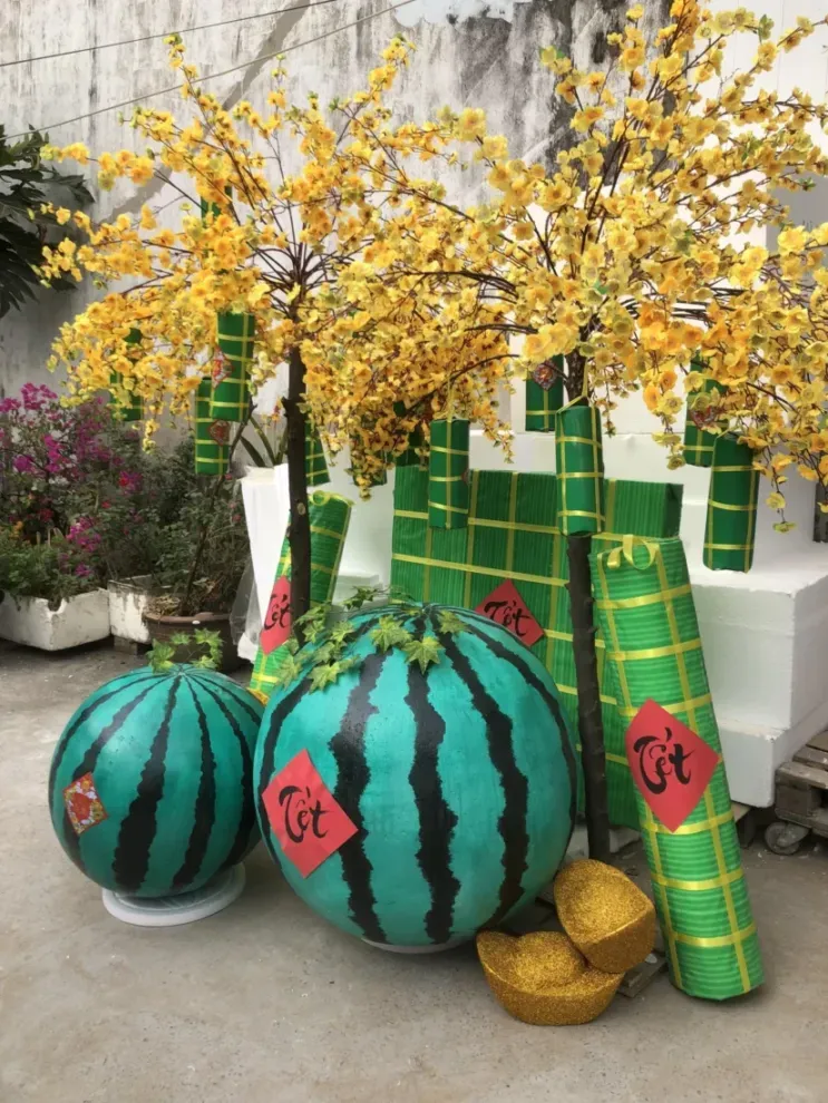 trang trí Tết 2026 rooftop – chống gió giật, neo an toàn