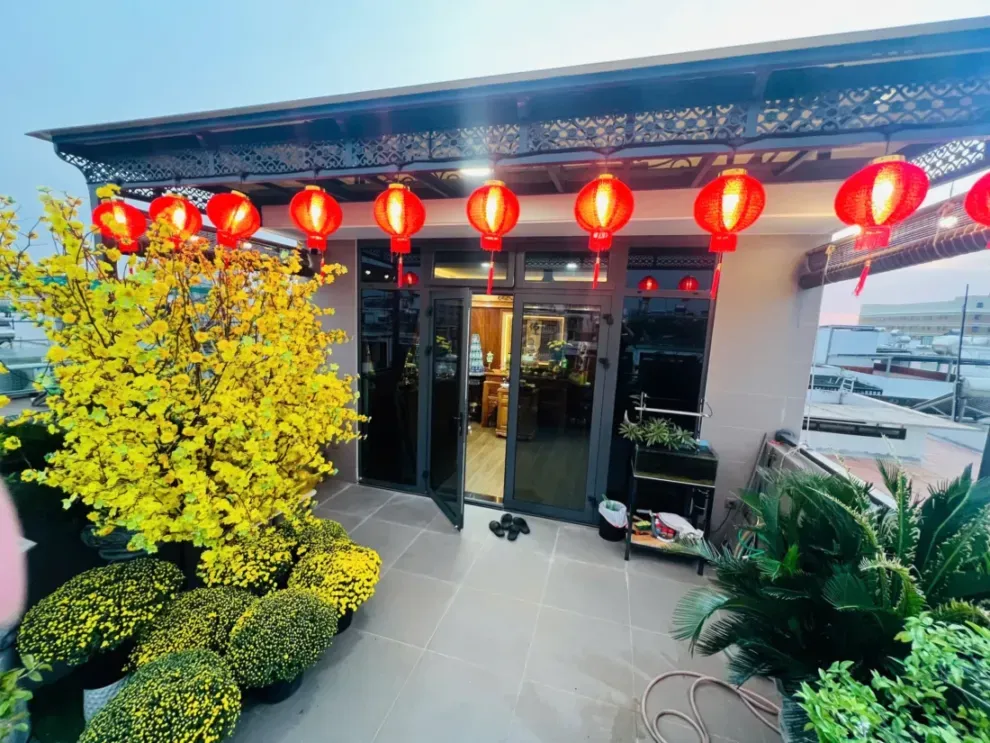 backdrop Tết 2026 khổ lớn in UV – khung sắt hộp