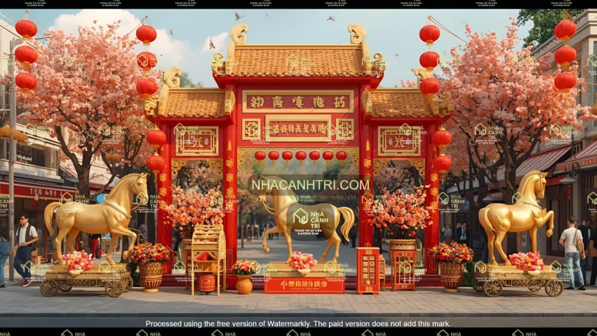 trang trí trung tâm thương mại Tết ở Bình Dương