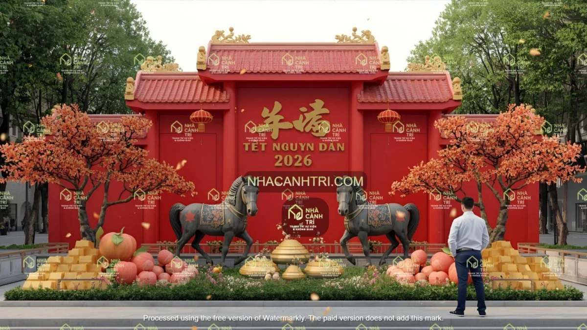 thiết kế decor Tết phong cách cung đình