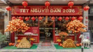 mẫu trang trí Tết cho quán cà phê